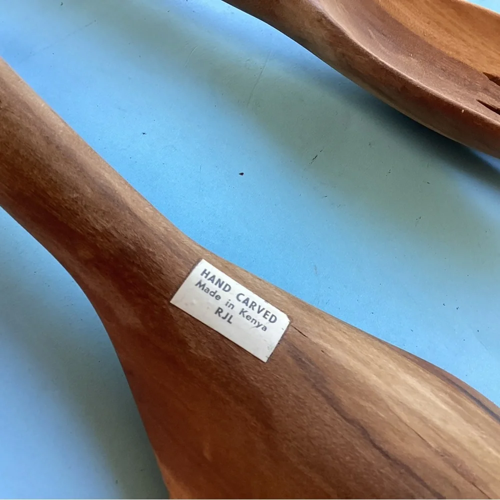 Wooden salad tongs made in Kenya
